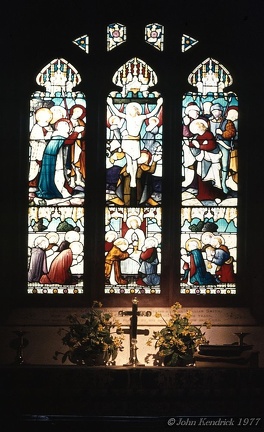 5.046 Stained Glass Window and Altar at Greensted Church, Essex
