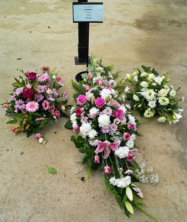 Floral Tributes to Hilda at the Crematorium