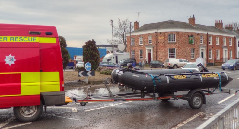 Emergency Dinghy at Foss Bank Roundabout