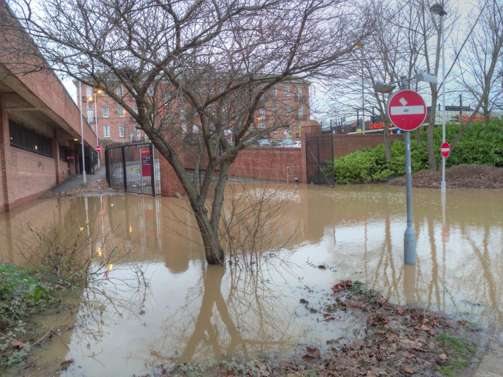 Sainsbury's, Foss Bank Road, York flooding. Dec 2015