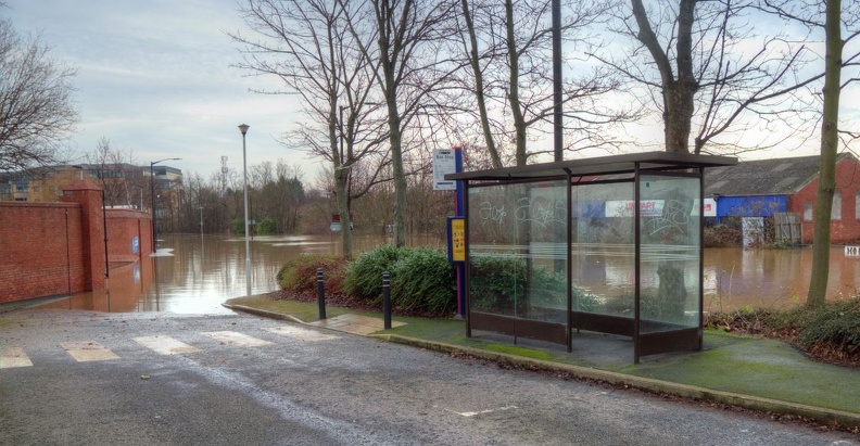Foss Bank Bus Layby, York flooding, Dec 2015