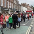 Crowds lining the 'track'