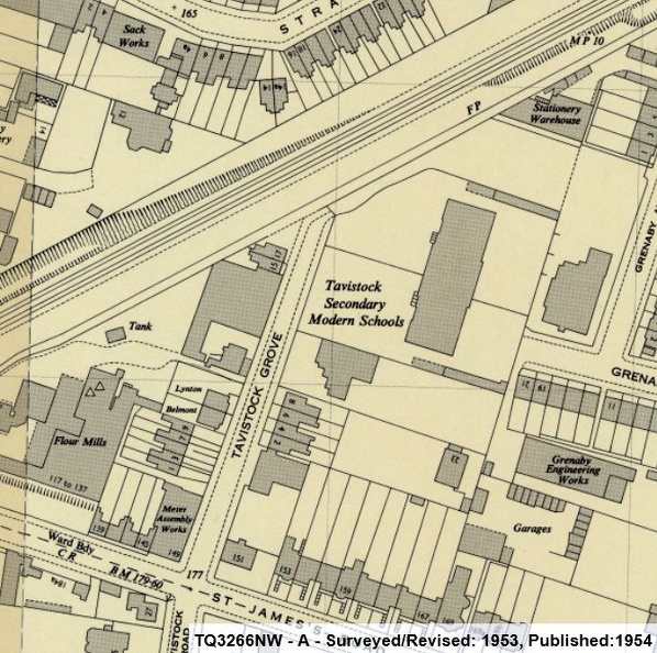 Tavistock Secondary Miodern School, Croydon OS1954.jpg