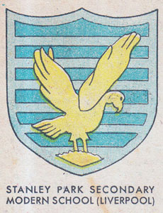 Stanley Park Secondary Modern School (Liverpool)
Woodlands, Priory Rd, Anfield, Liverpool
Badge as depicted in Bunty #22 (14 Jun 1958)
The school on Priory Rd opened in 1939, and was renamed Anfield Comprehensive. The Woodlands site closed in 1985. The building was demolished in 2010.
Stanley Park Secondary Modern School (Liverpool).jpg